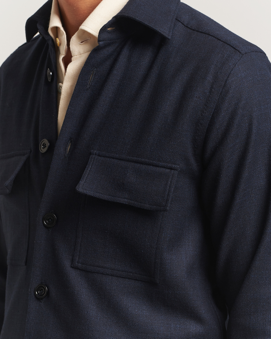 Herr | Skjortor | Kiton | Wool Overshirt Navy