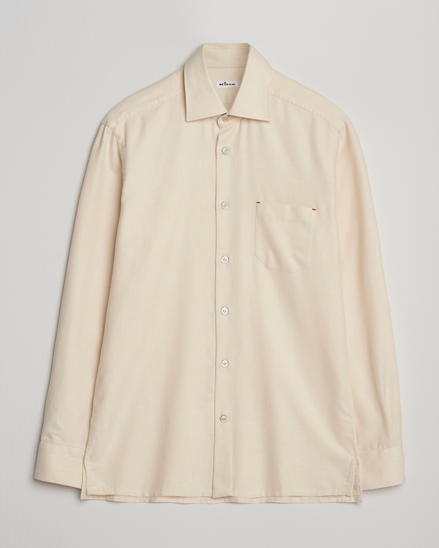 Herr | Skjortor | Kiton | Cotton Flannel Sport Shirt Cream