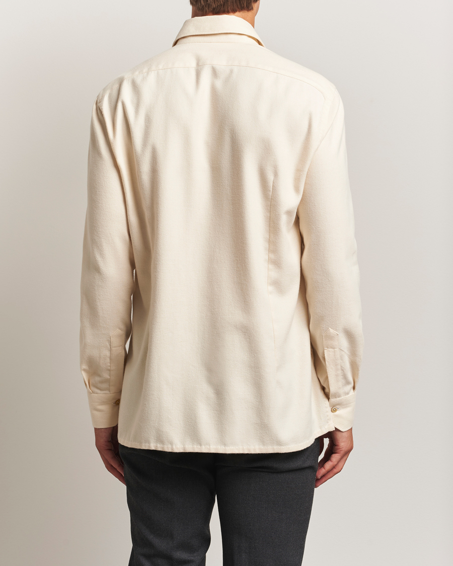 Herr | Skjortor | Kiton | Cotton Flannel Sport Shirt Cream