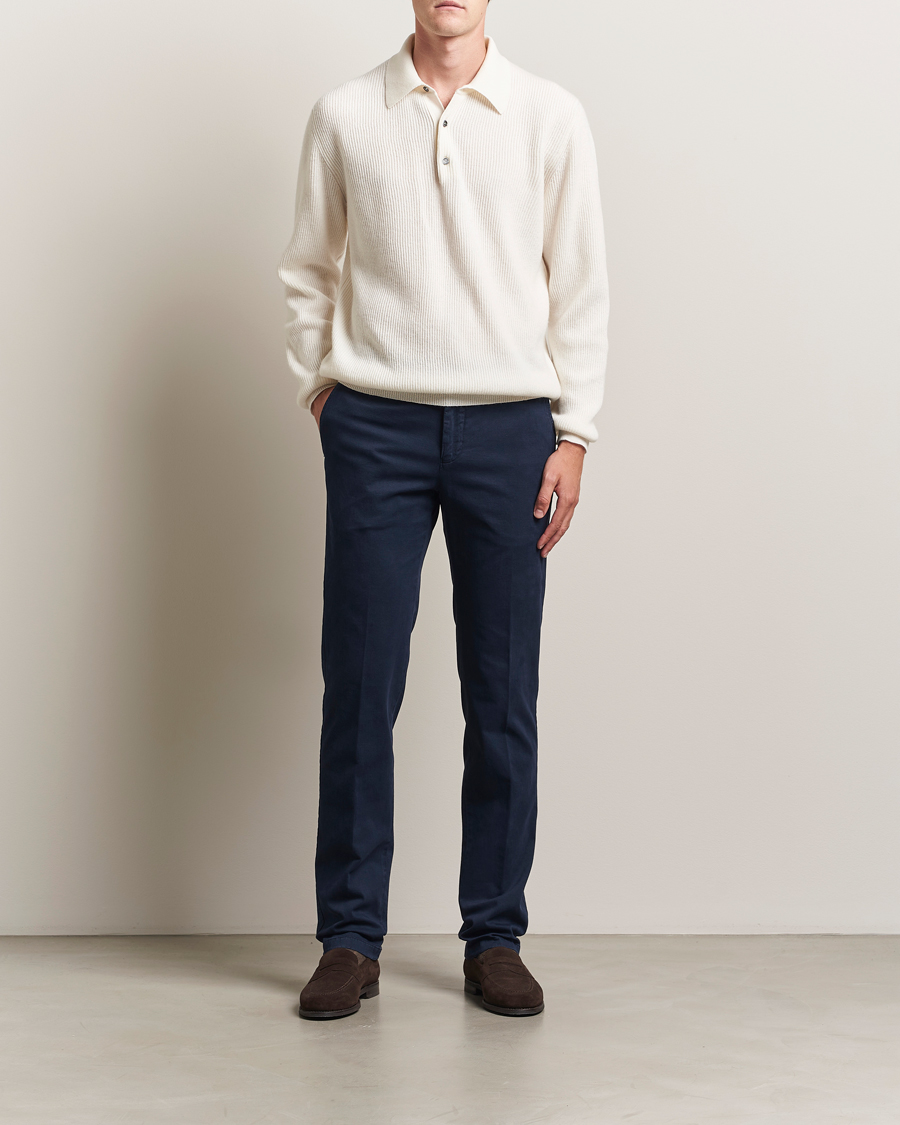 Herr | Byxor | Kiton | Cotton/Cashmere Trousers Navy