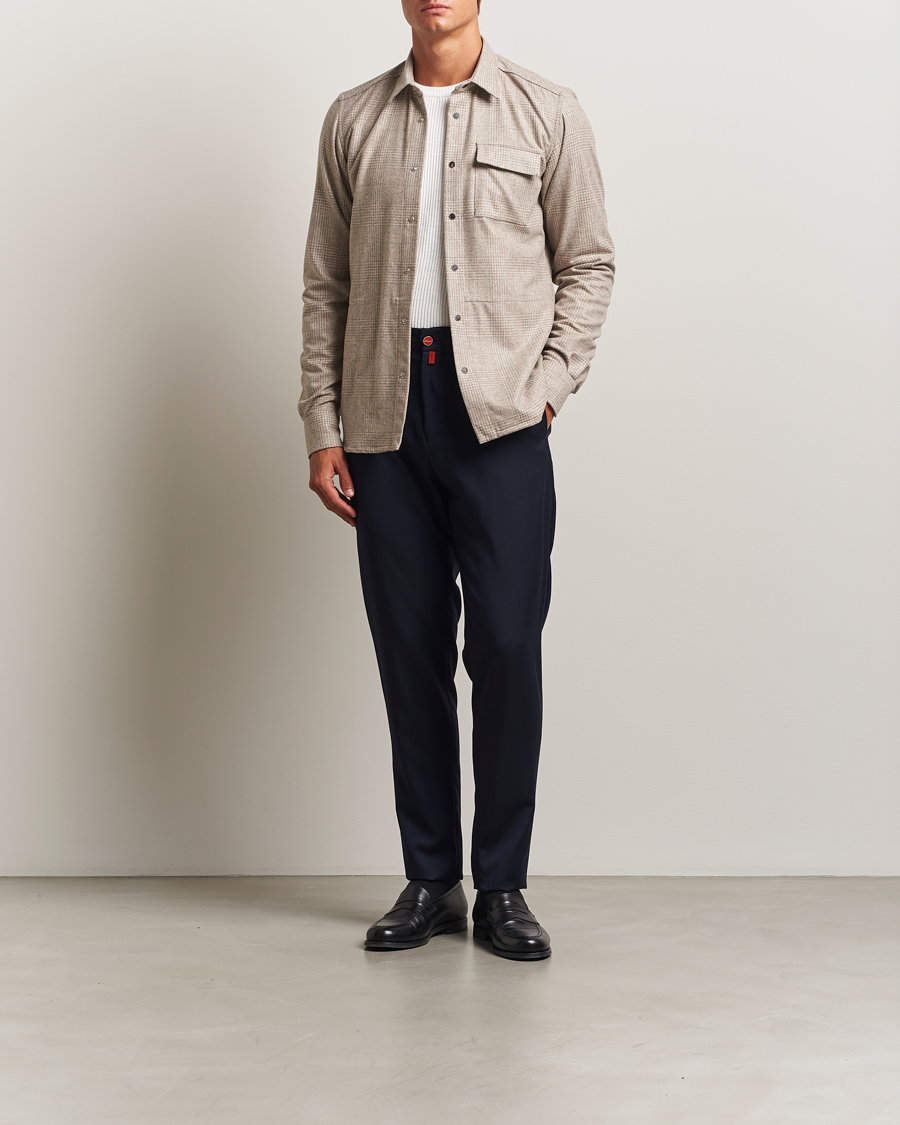 Herr | Byxor | Kiton | Wool Stretch Drawstring Pants Navy
