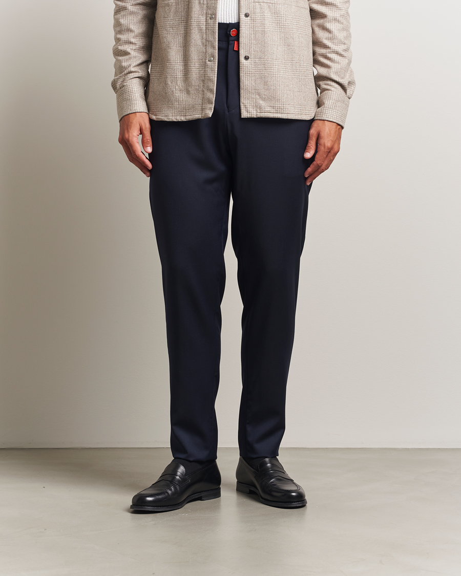 Herr | Byxor | Kiton | Wool Stretch Drawstring Pants Navy