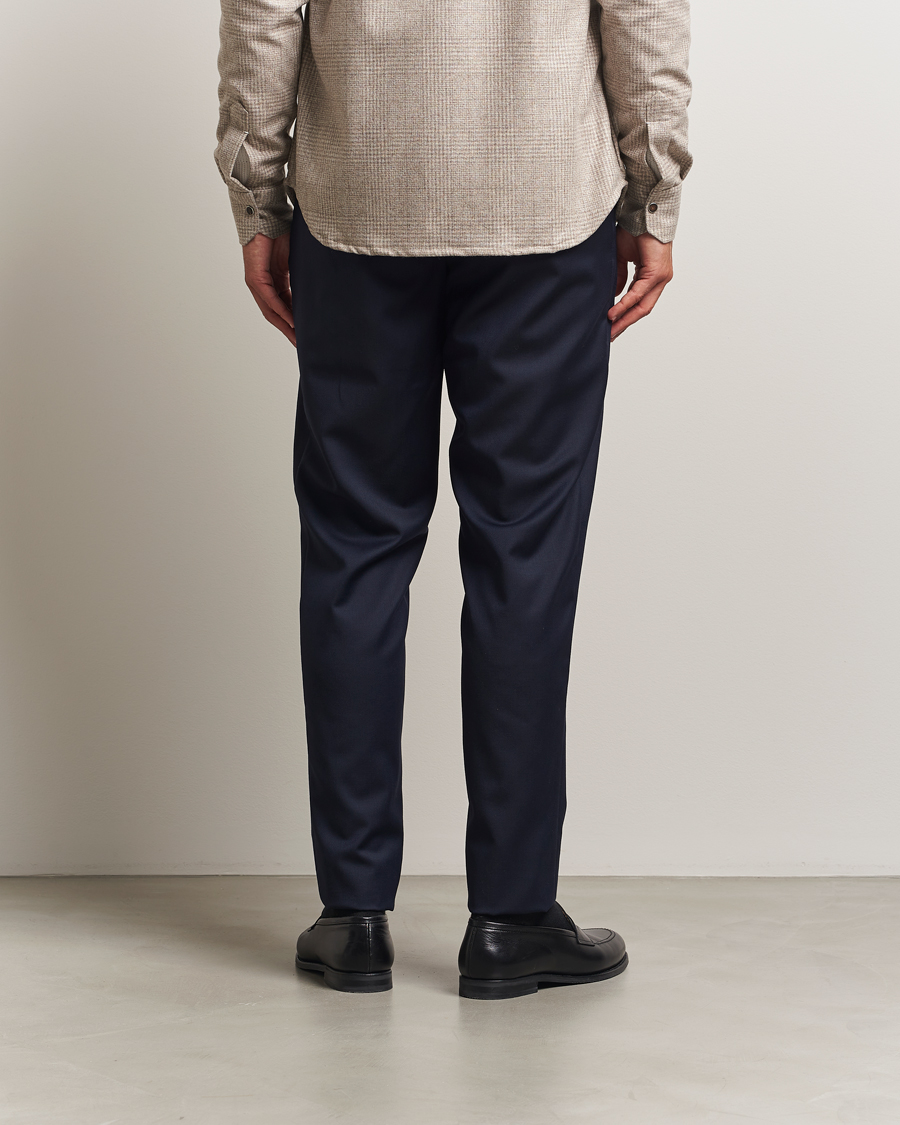Herr | Byxor | Kiton | Wool Stretch Drawstring Pants Navy