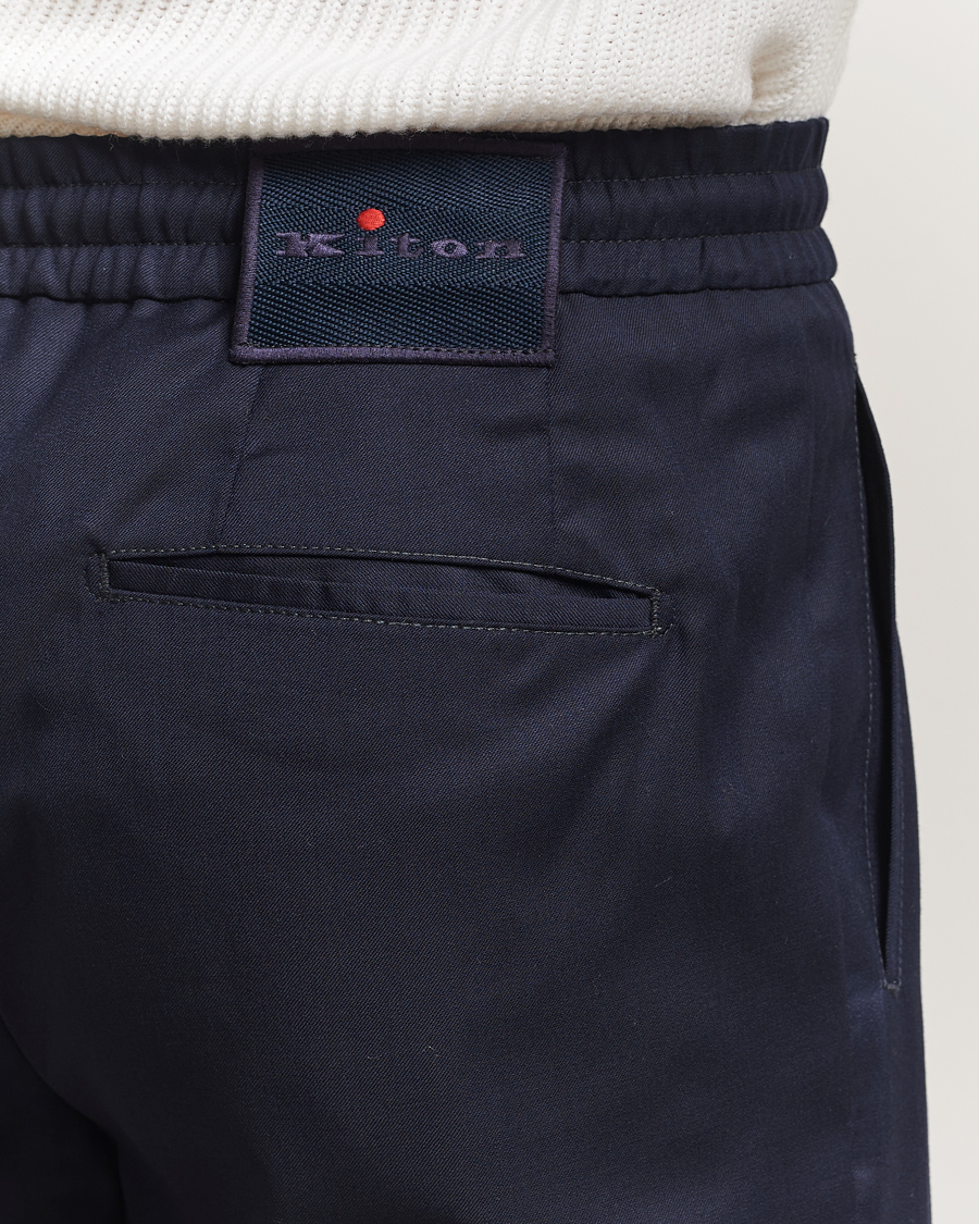 Herr | Byxor | Kiton | Wool Stretch Drawstring Pants Navy