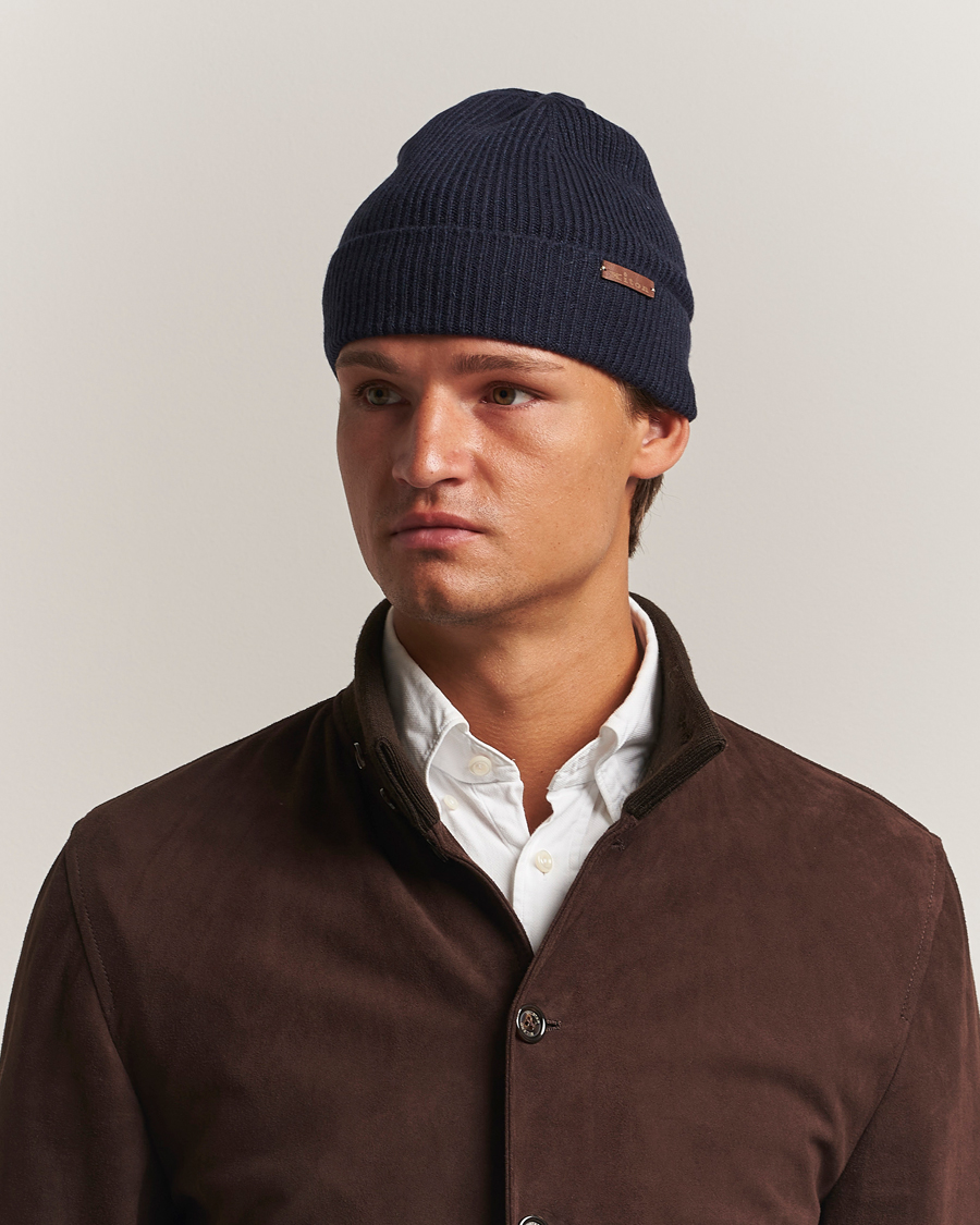 Herr | Mössor | Kiton | Rib Cashmere Beanie Navy