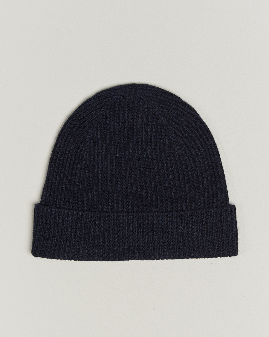 Herr | Mössor | Kiton | Rib Cashmere Beanie Navy