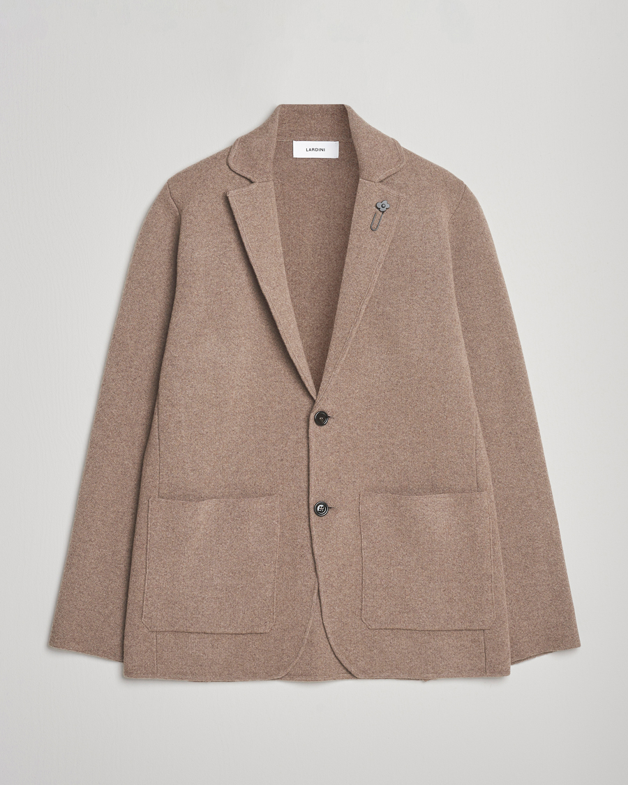 Herr | Kavajer | Lardini | Knitted Wool Blazer Brown