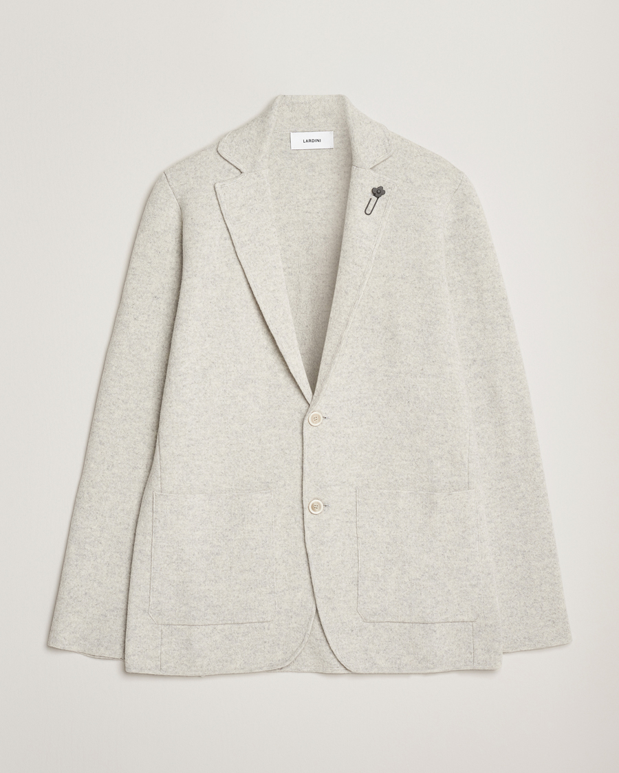 Herr | Kavajer | Lardini | Knitted Wool Blazer Light Grey