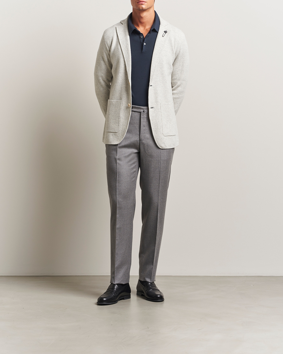 Herr | Kavajer | Lardini | Knitted Wool Blazer Light Grey