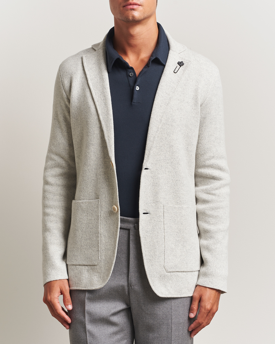 Herr | Kavajer | Lardini | Knitted Wool Blazer Light Grey