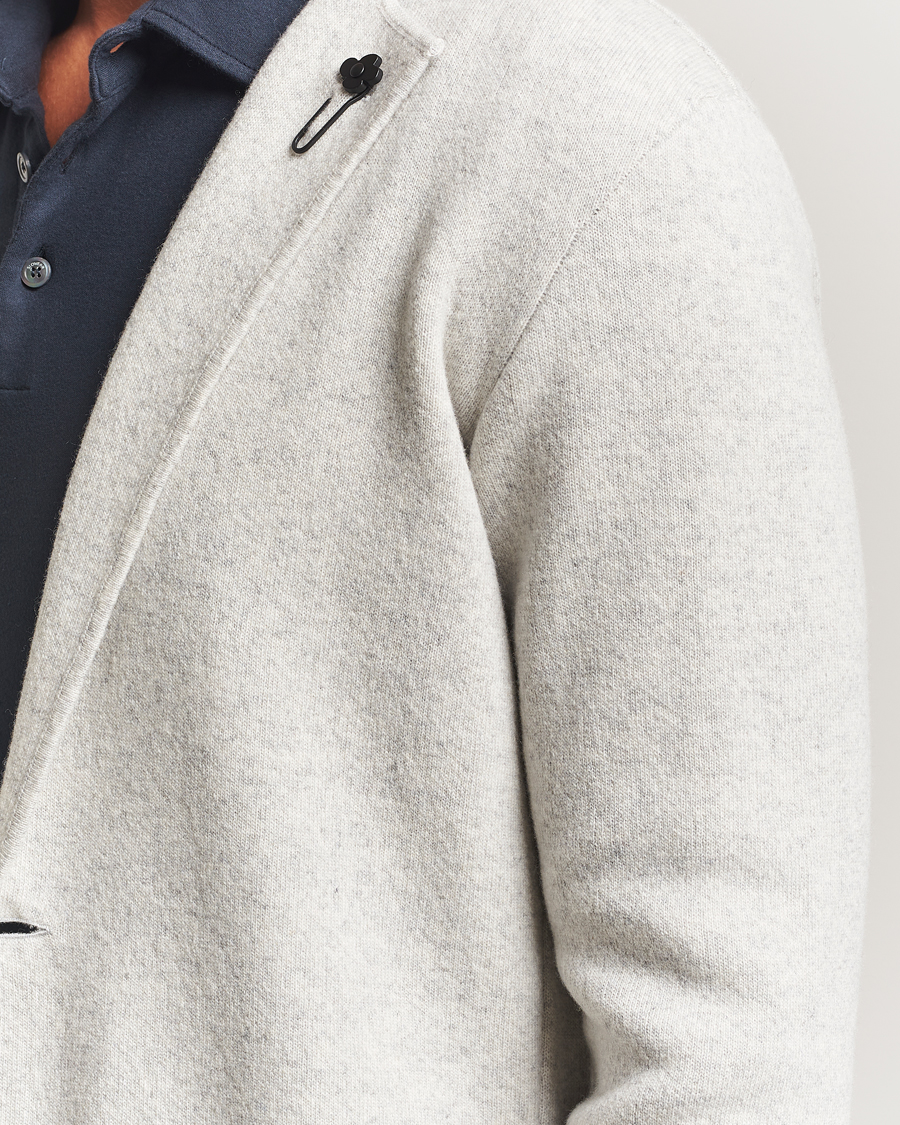 Herr | Kavajer | Lardini | Knitted Wool Blazer Light Grey