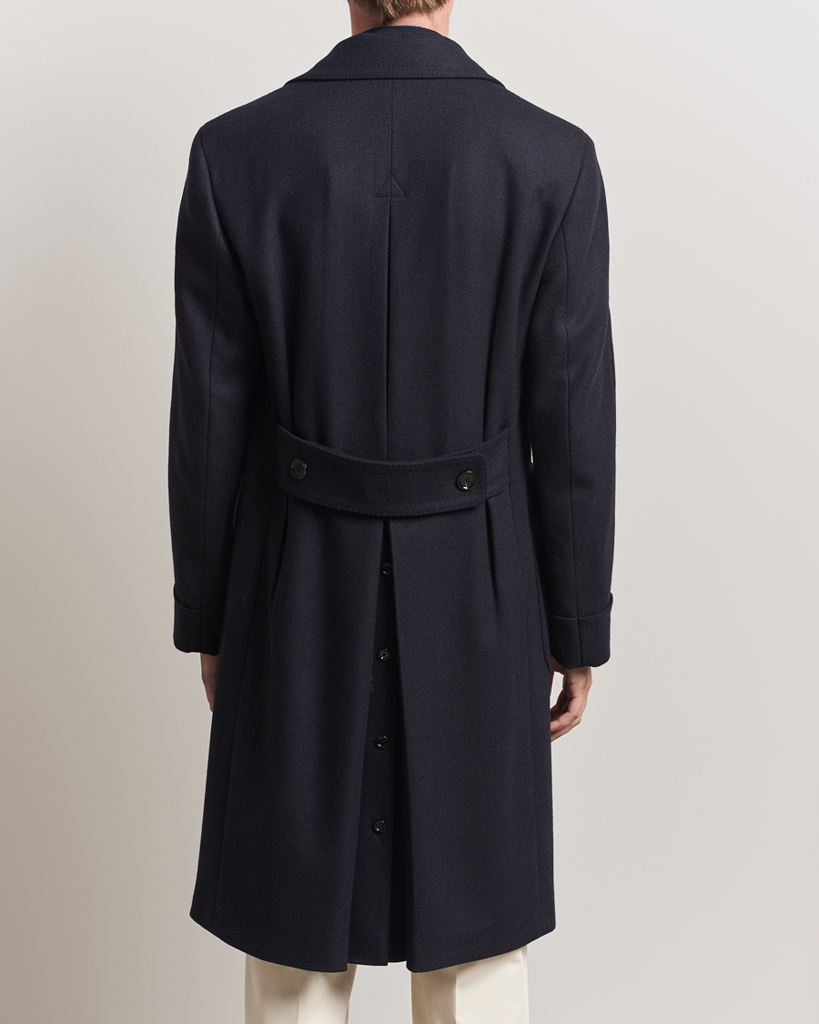 Herr | Jackor | Lardini | Wool/Cashmere Herringbone Coat Navy