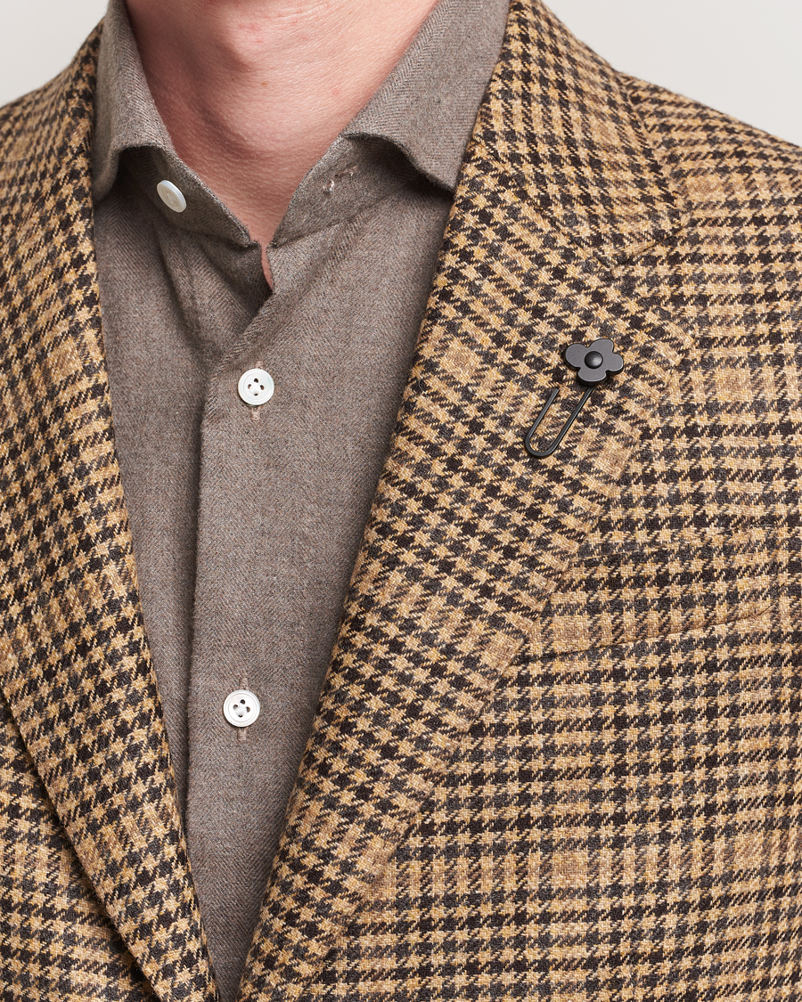 Herr | Kavajer | Lardini | Wool/Cashmere Houndstooth Overcheck Blazer Brown