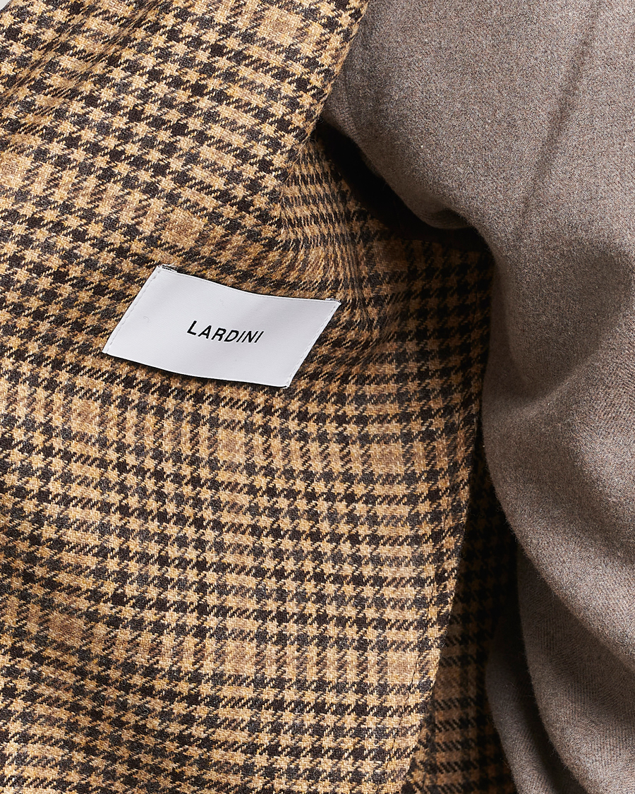 Herr | Kavajer | Lardini | Wool/Cashmere Houndstooth Overcheck Blazer Brown