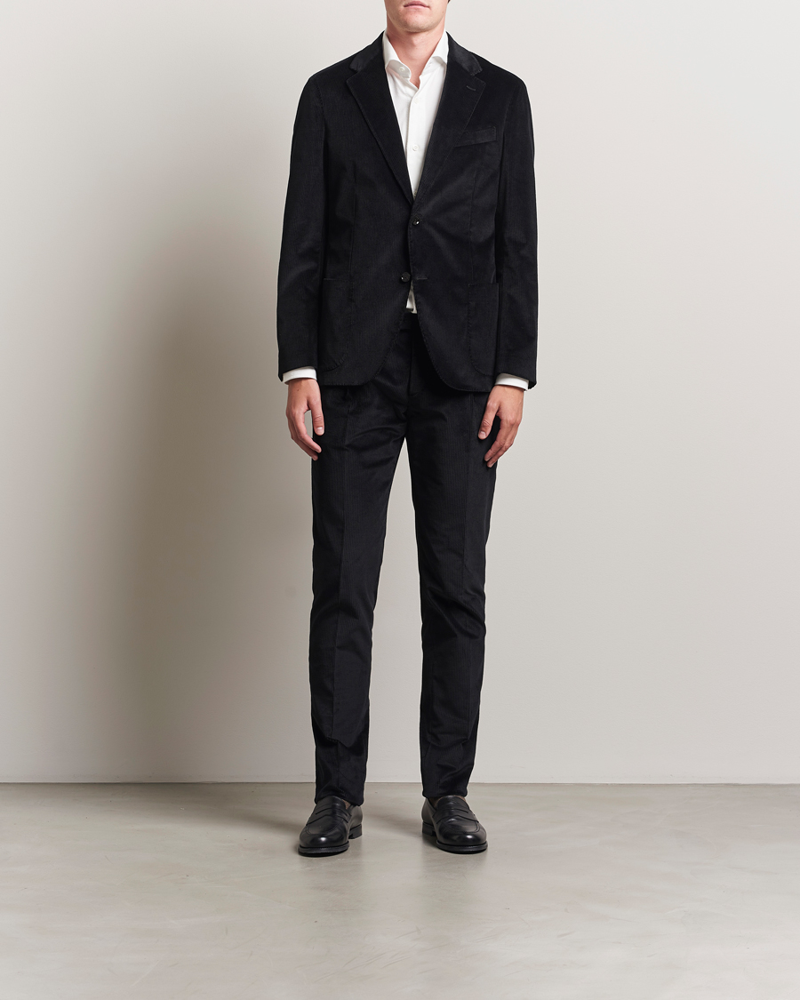 Herr | Kavajer | Lardini | Cotton Corduroy Blazer Black