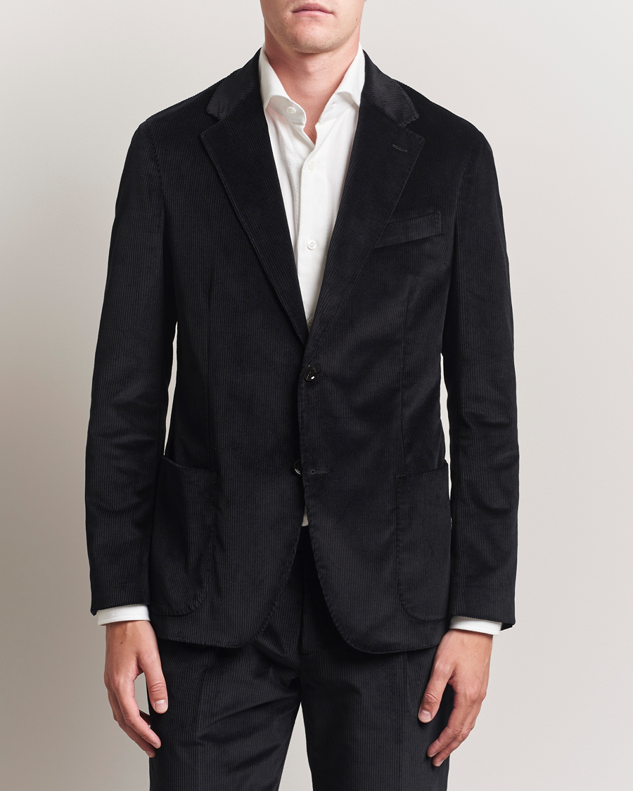 Herr | Kavajer | Lardini | Cotton Corduroy Blazer Black