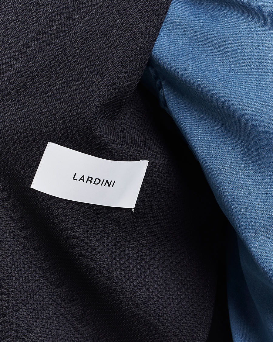 Herr | Kavajer | Lardini | Double Breasted Twisted Wool Blazer Navy