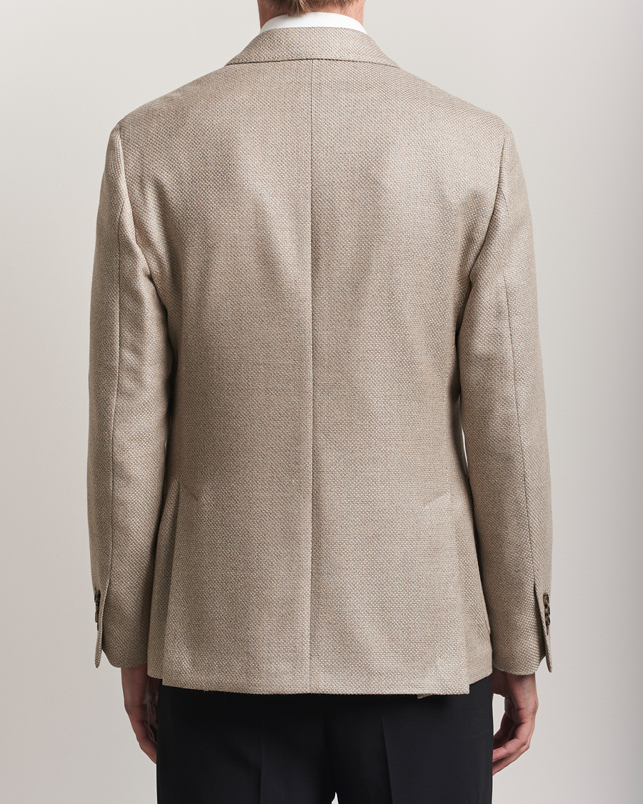 Herr | Kavajer | Lardini | Double Breasted Wool/Silk/Cashmere Blazer Beige