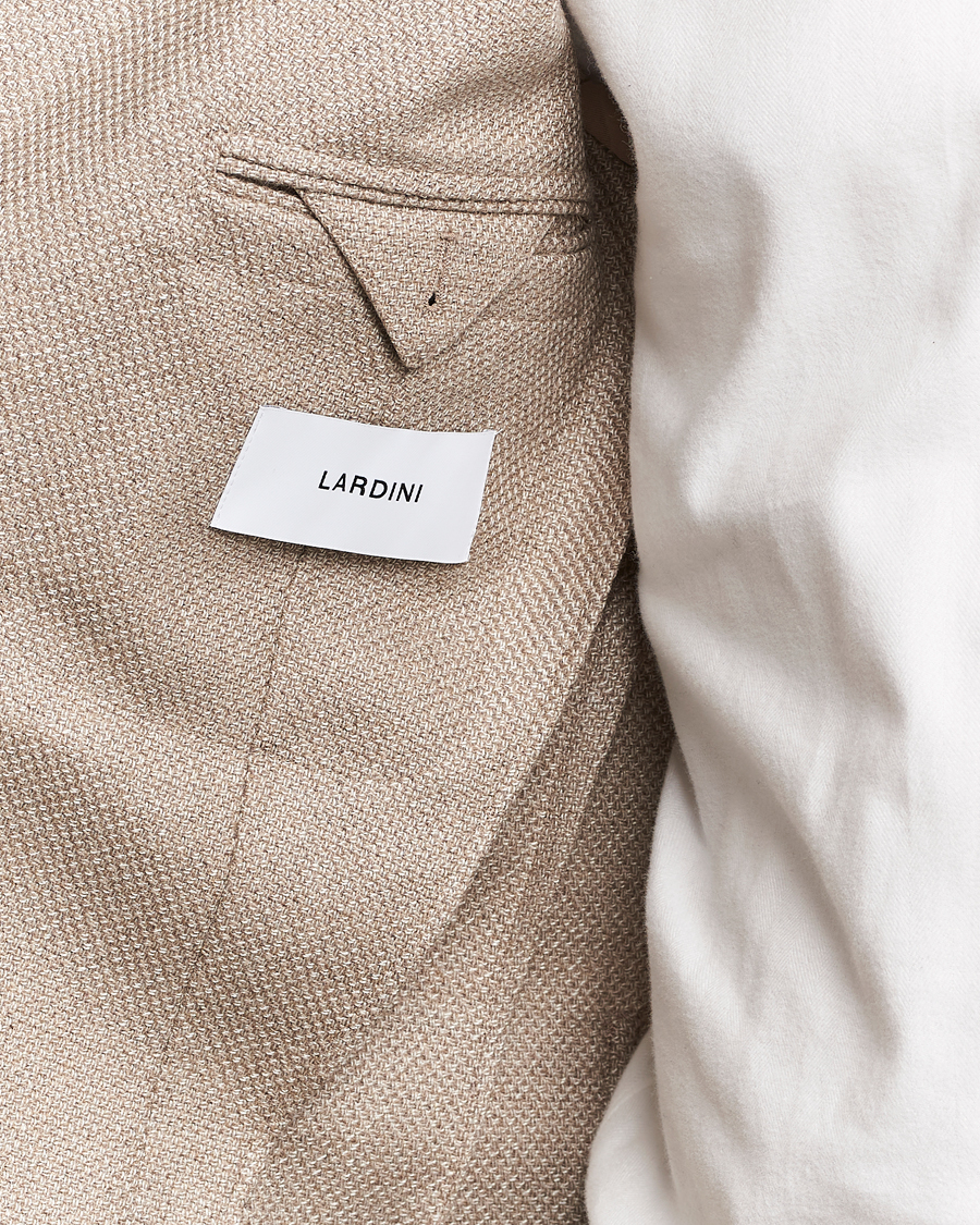 Herr | Kavajer | Lardini | Double Breasted Wool/Silk/Cashmere Blazer Beige