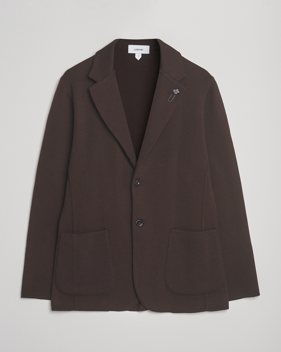 Herr | Kavajer | Lardini | Knitted Wool Blazer Dark Brown