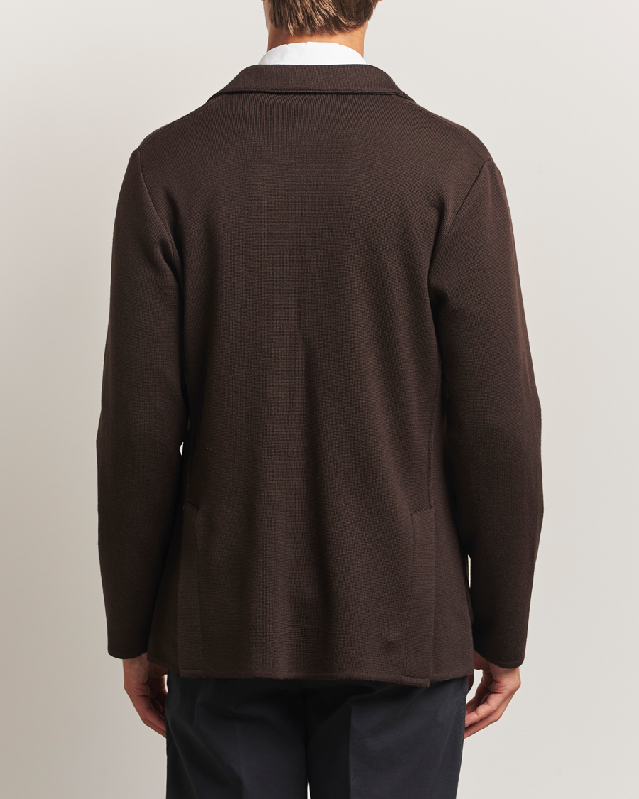 Herr | Kavajer | Lardini | Knitted Wool Blazer Dark Brown