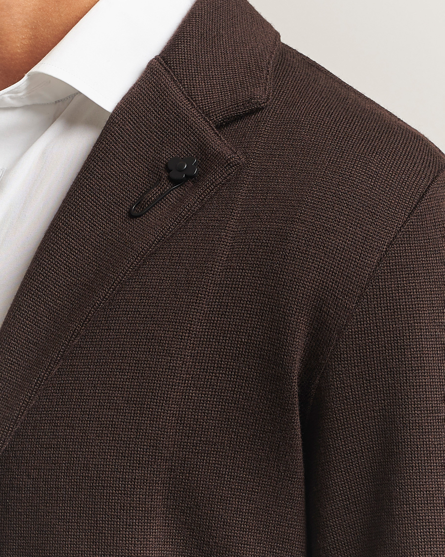 Herr | Kavajer | Lardini | Knitted Wool Blazer Dark Brown