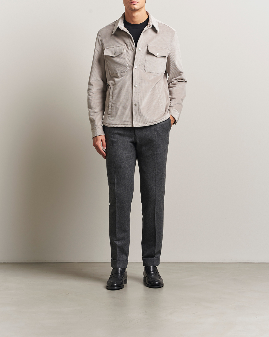 Herr | Jackor | Lardini | Corduroy Overshirt Taupe