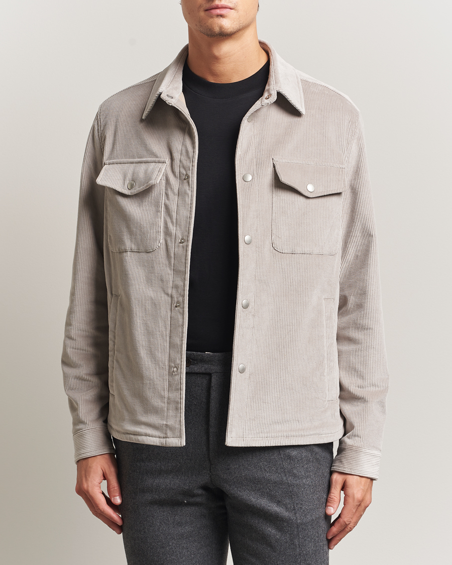 Herr | Jackor | Lardini | Corduroy Overshirt Taupe