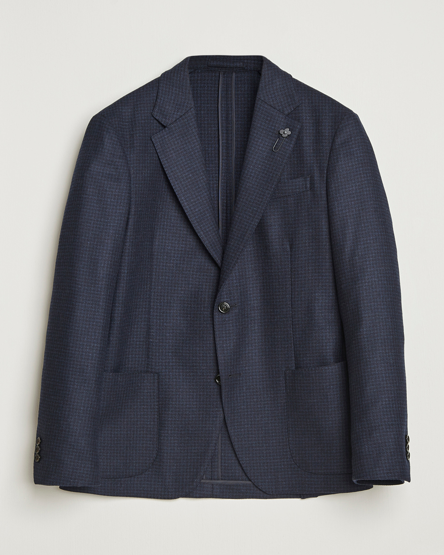 Herr | Kavajer | Lardini | Checked Wool Blazer Navy