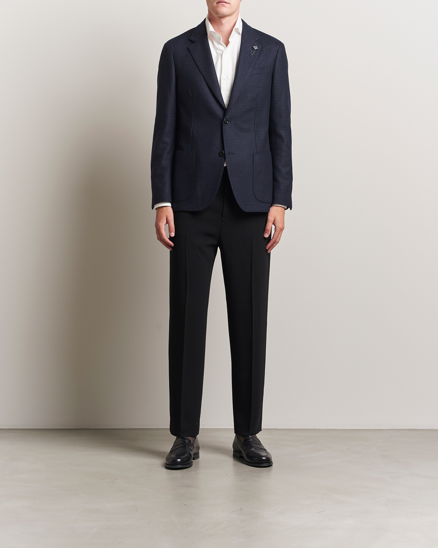Herr | Kavajer | Lardini | Checked Wool Blazer Navy