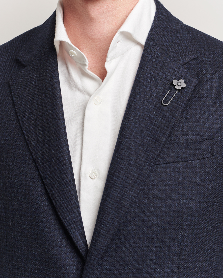 Herr | Kavajer | Lardini | Checked Wool Blazer Navy