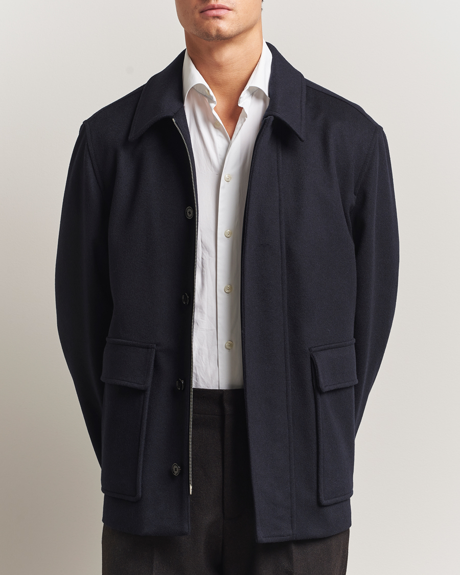 Herr | Jackor | Lardini | Loro Piana Wool Shirt Jacket Navy