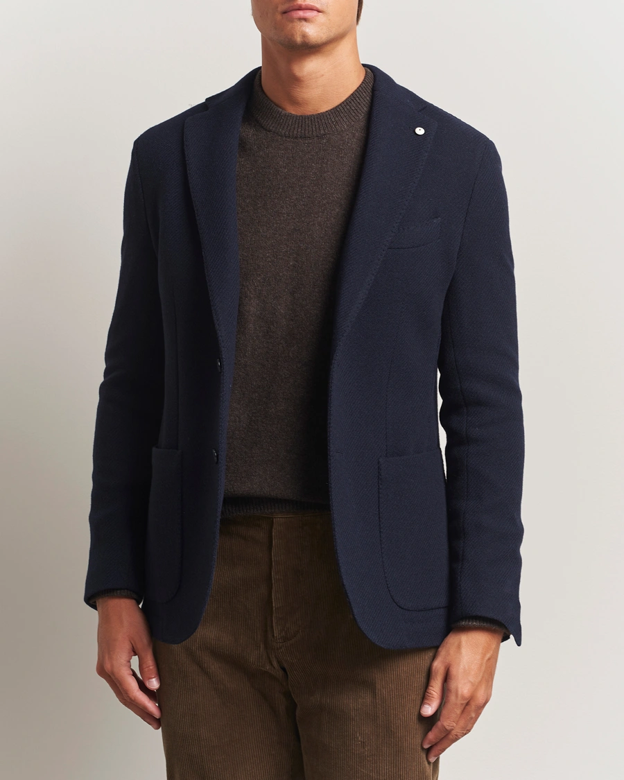 Herr | Kavajer | L.B.M. 1911 | Jack Fly Knitted Wool Blazer Navy