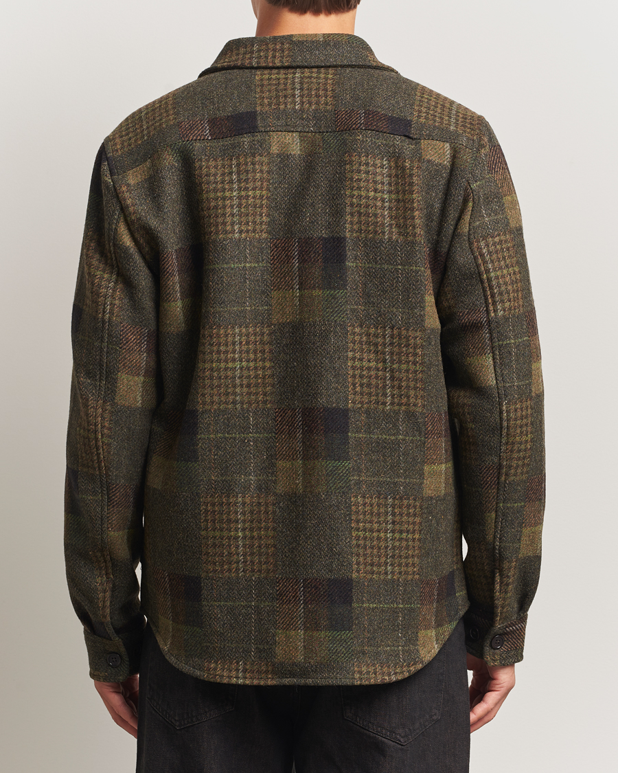 Herr | Skjortor | LES DEUX | Kody Patchwork Wool Overshirt Green