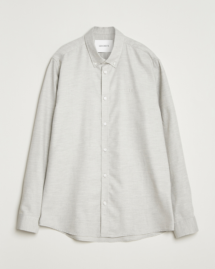 Herr | Skjortor | LES DEUX | Dessert Reg Flannel Shirt Grey Melange