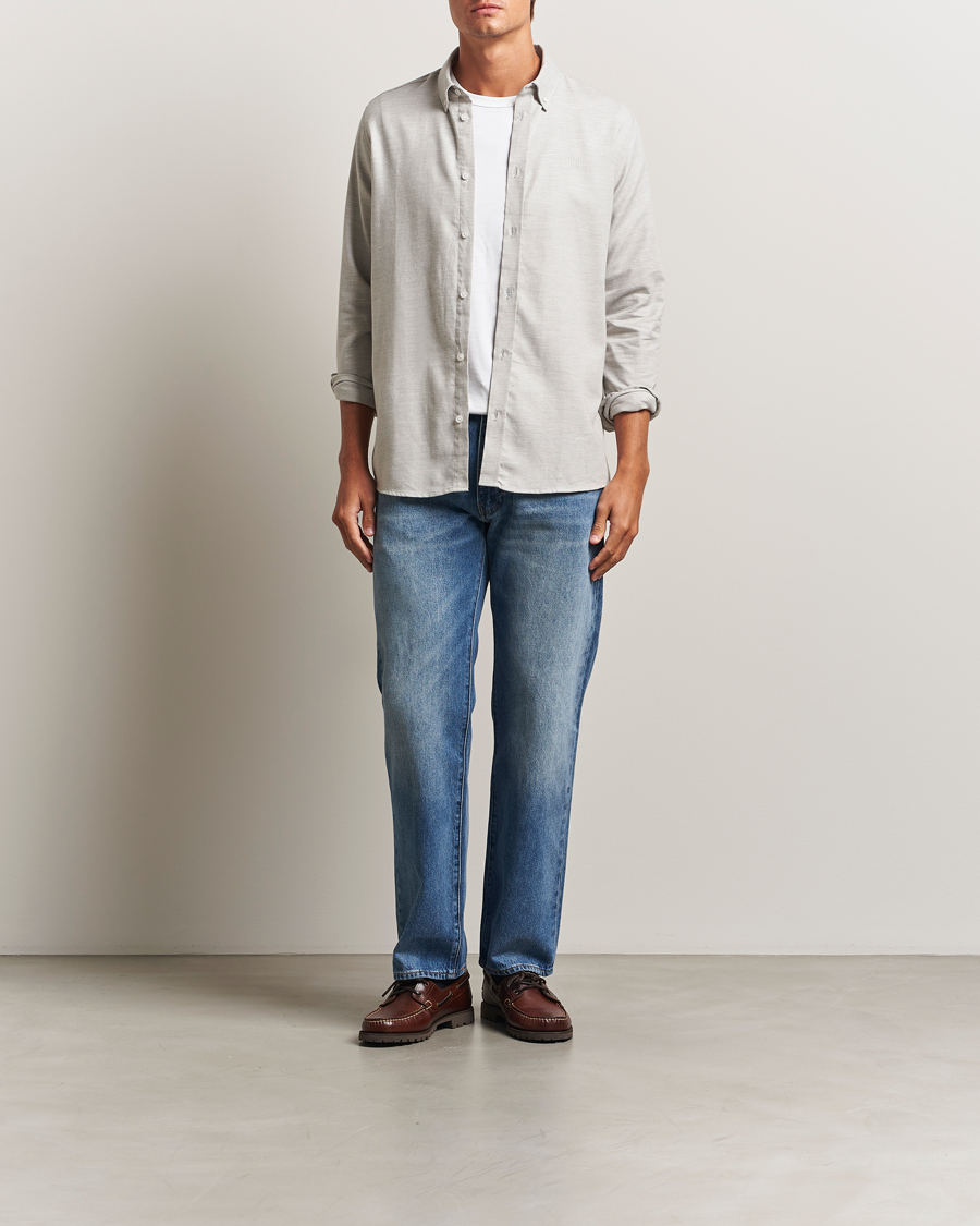Herr | Skjortor | LES DEUX | Dessert Reg Flannel Shirt Grey Melange