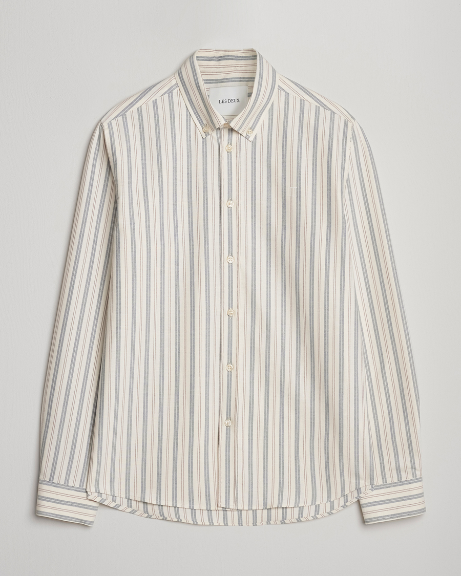 Herr | Skjortor | LES DEUX | Konrad Striped Oxford Shirt Light Ivory