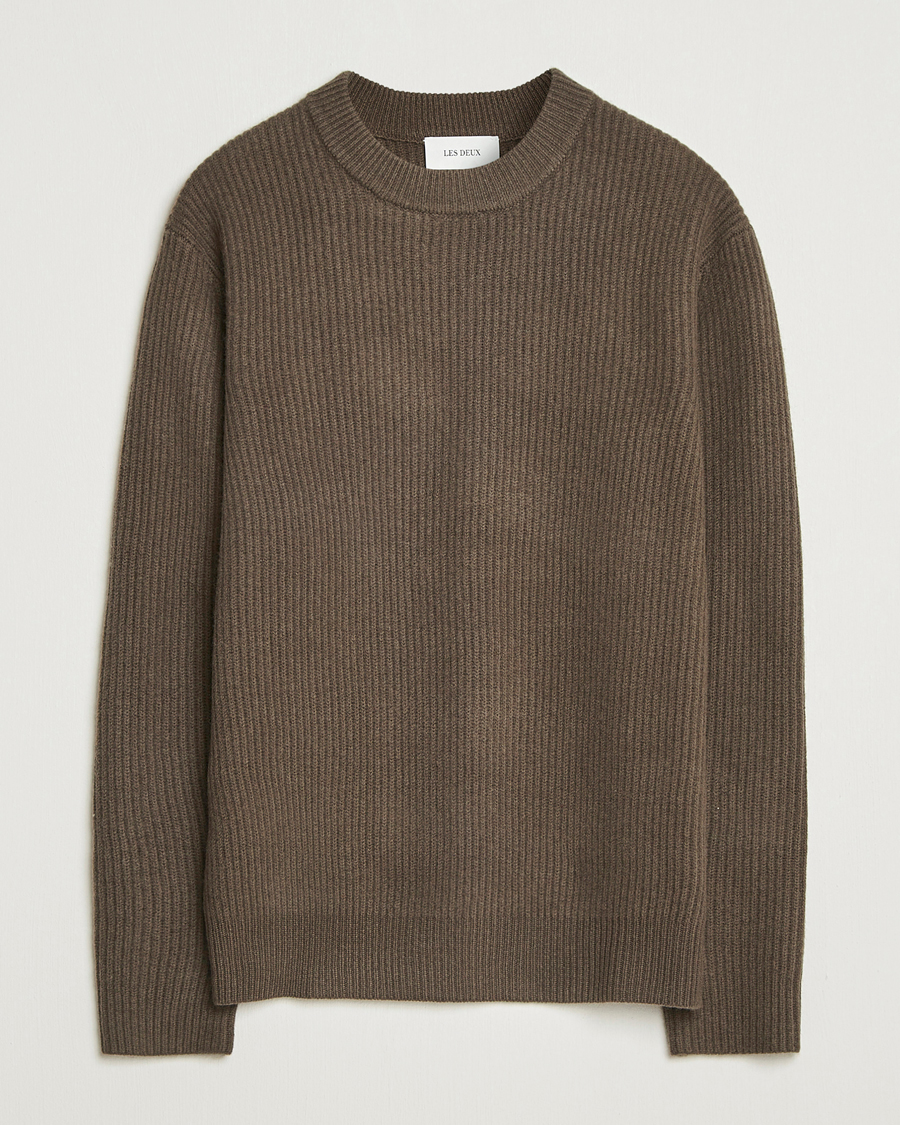 Herr | Tröjor | LES DEUX | Eddie Wool Rib Crewneck Teak