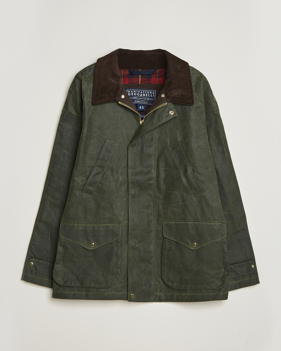 Herr | Jackor | Manifattura Ceccarelli | Rain Caban Wax Cloth Dark Green