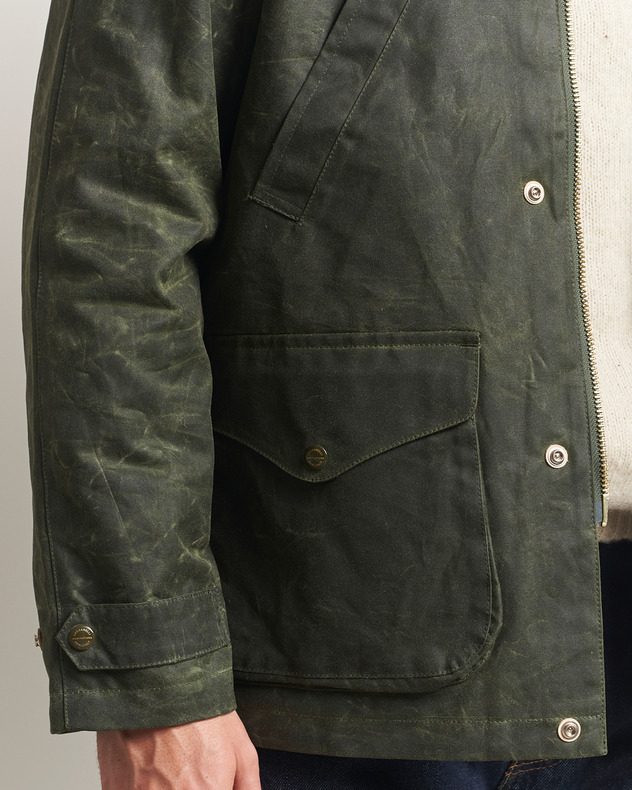 Herr | Jackor | Manifattura Ceccarelli | Rain Caban Wax Cloth Dark Green
