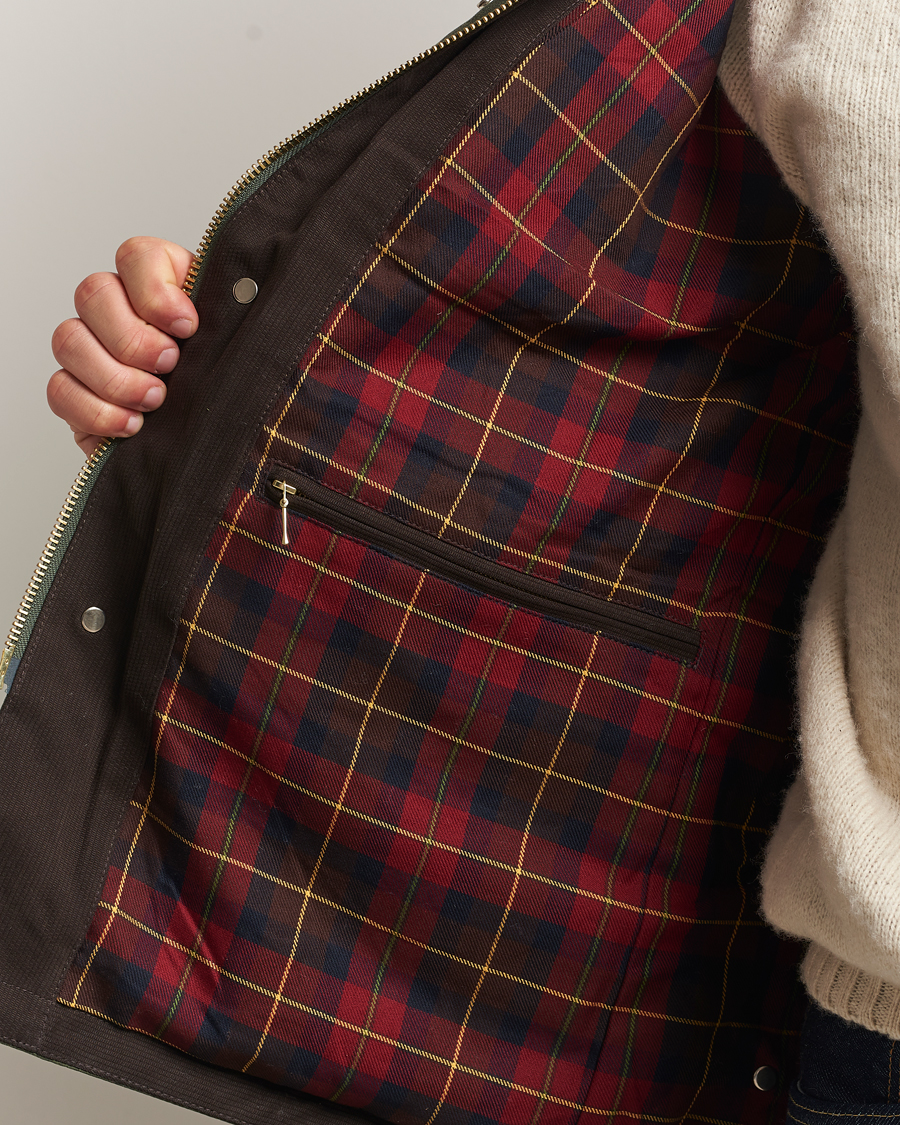 Herr | Jackor | Manifattura Ceccarelli | Rain Caban Wax Cloth Dark Green