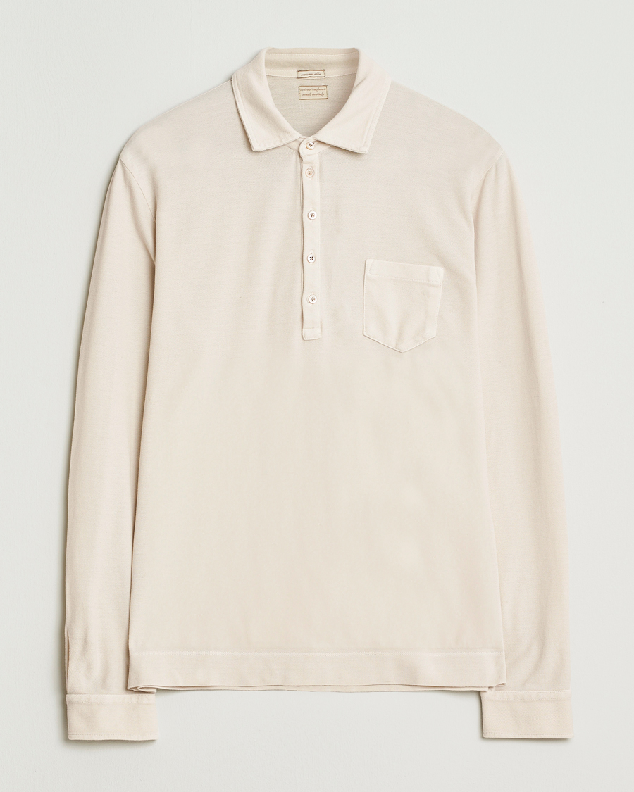 Herr | Pikéer | Massimo Alba | Ischia Cotton/Cashmere Long Sleeve Polo Off White