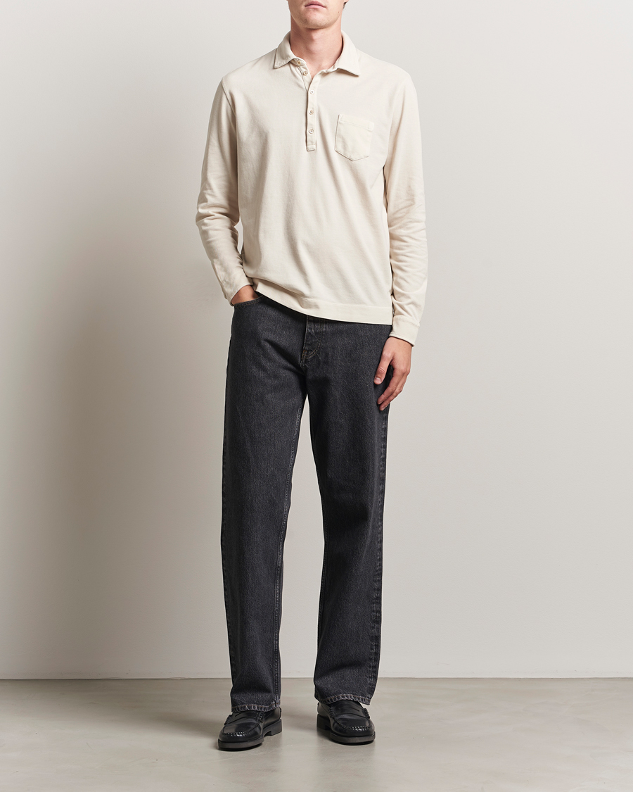 Herr | Pikéer | Massimo Alba | Ischia Cotton/Cashmere Long Sleeve Polo Off White