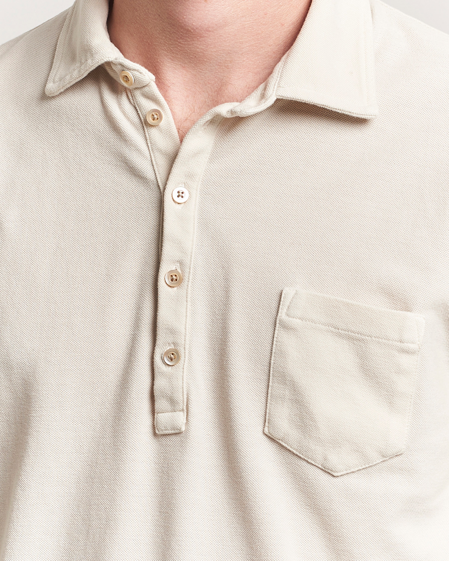 Herr | Pikéer | Massimo Alba | Ischia Cotton/Cashmere Long Sleeve Polo Off White
