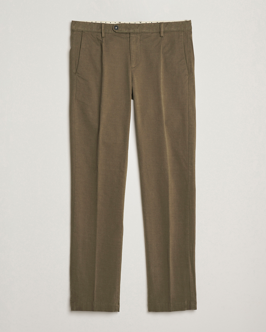 Herr | Byxor | Massimo Alba | Ionio Pleated Moleskine Trousers Military
