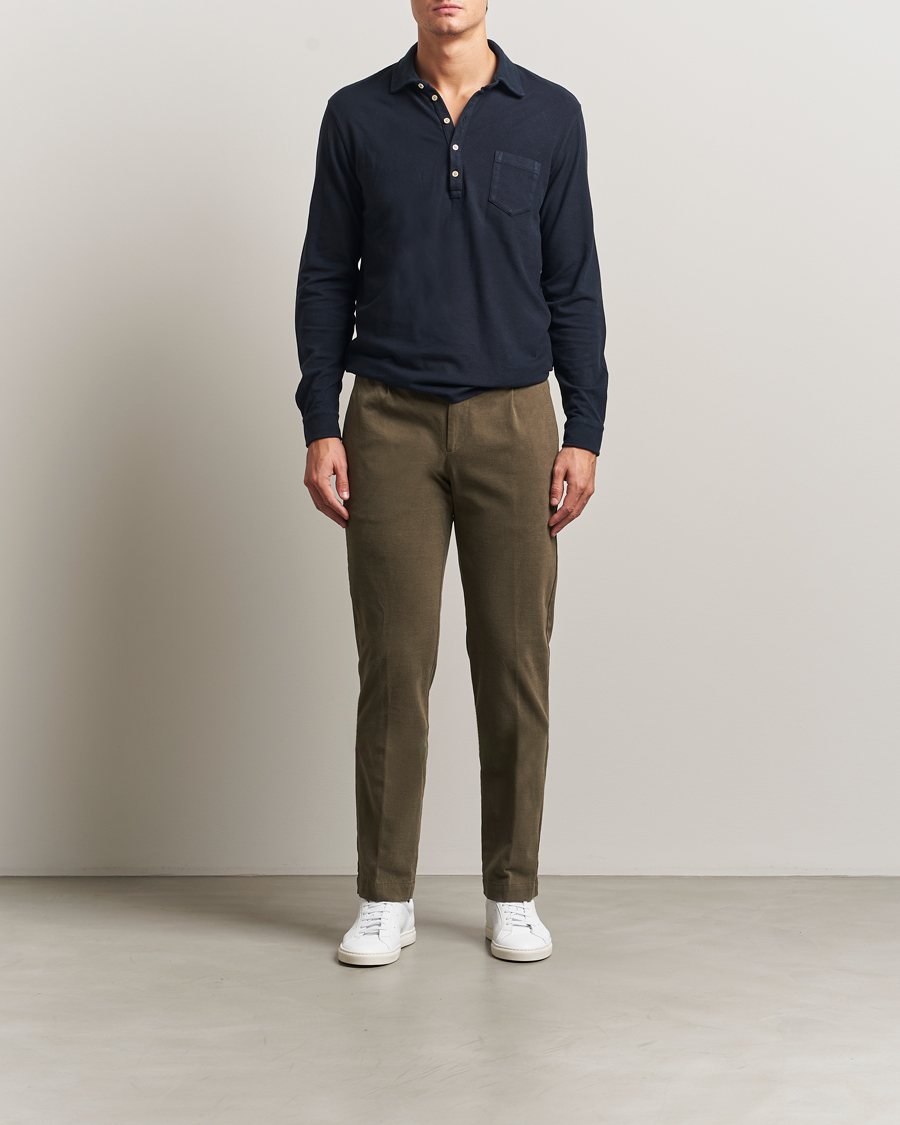 Herr | Byxor | Massimo Alba | Ionio Pleated Moleskine Trousers Military