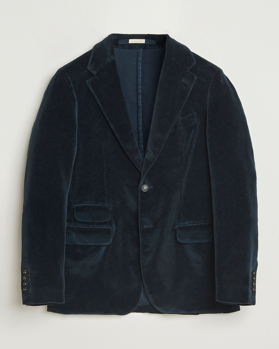 Herr | Kavajer | Massimo Alba | Catch Velvet Blazer Navy