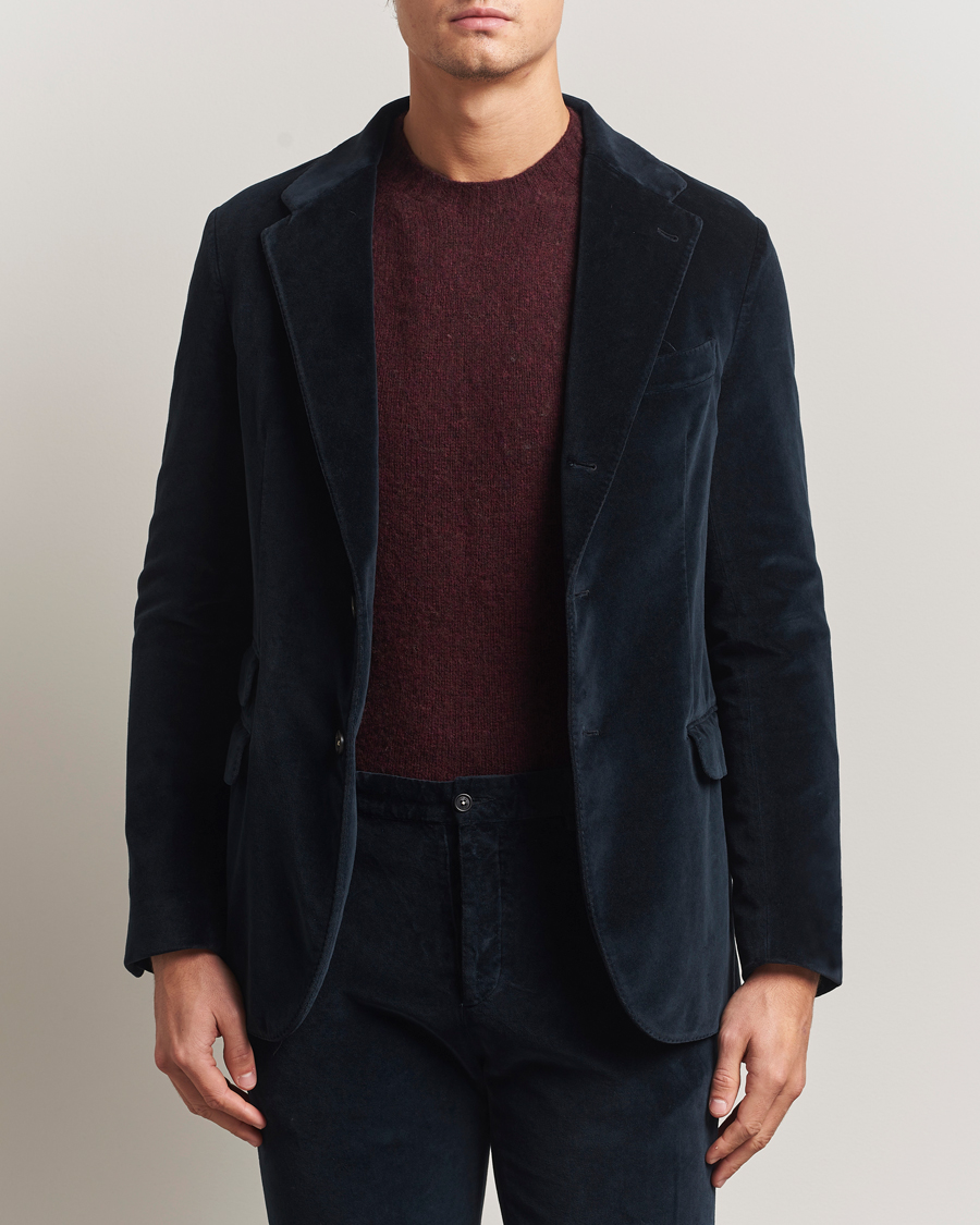Herr | Kavajer | Massimo Alba | Catch Velvet Blazer Navy