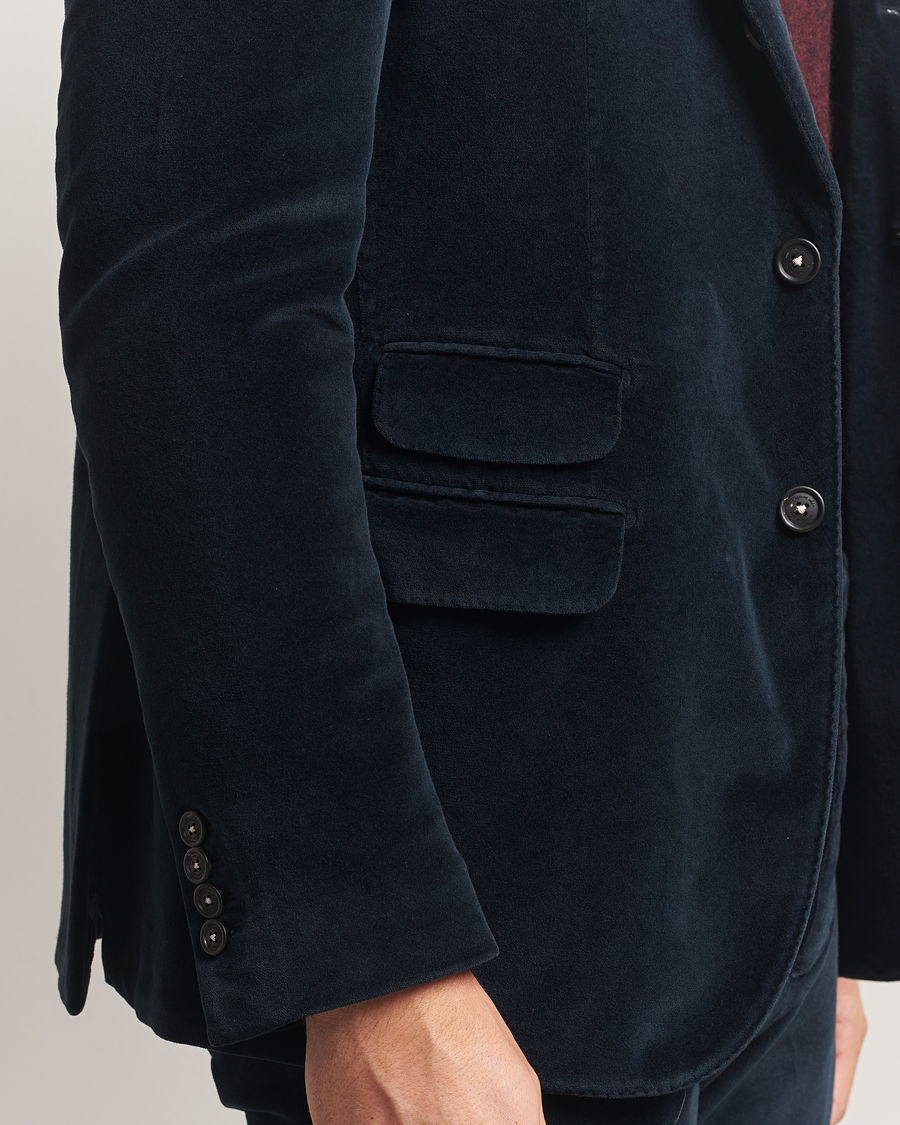 Herr | Kavajer | Massimo Alba | Catch Velvet Blazer Navy