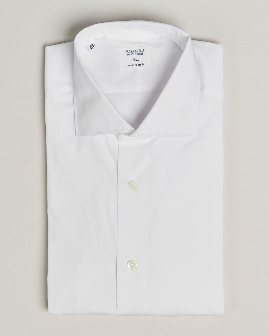 Herr | Skjortor | Mazzarelli | Soft Cotton/Stretch Cut Away Shirt White